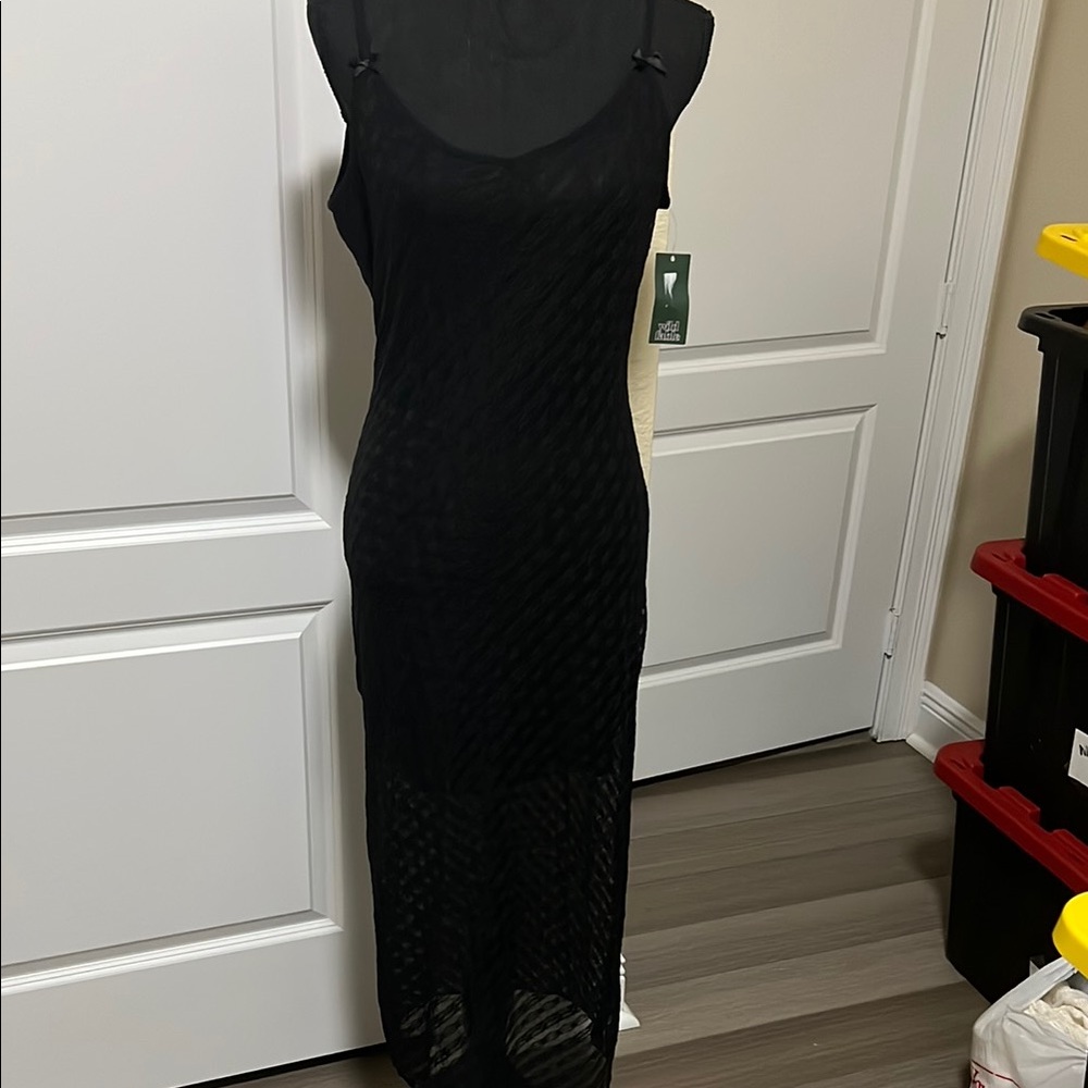 Wild Fable Black Sheath Maxi Dress Scoop Neck Sleeveless